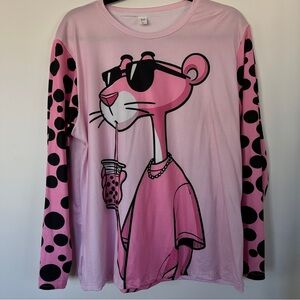 Trendy Pink Panther Graphic Long Sleeve Tee
